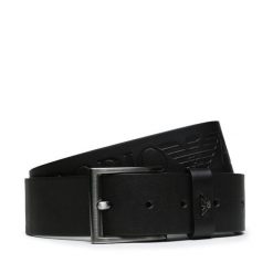 Pasek Emporio Armani. Czarne paski męskie Emporio Armani, bez wzorów. Za 370.99 zł.
