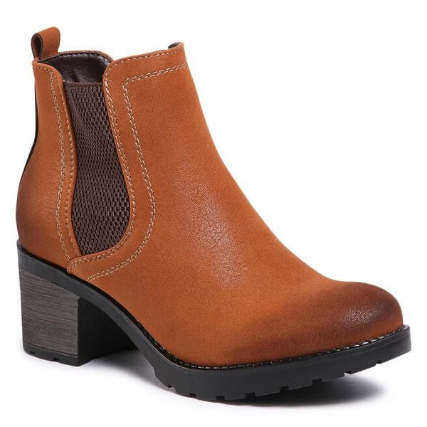 Botki Jenny Fairy. Brązowe botki damskie Jenny Fairy, bez obcasa, na słupku, bez zapięcia. Za 57.99 zł.