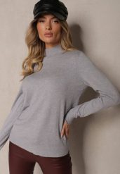 Jasnoszary Sweter Klasyczny z Dodatkiem Wiskozy Nerisoa. Szare swetry klasyczne damskie Renee, m, z wiskozy, bez kołnierzyka. Za 49.99 zł.