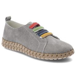 Półbuty damskie Vinceza, ze skóry naturalnej zamszowej kolorowe gumki elastyczne lekka elastyczna podeszwa casual, szare, 95377. Szare półbuty damskie VINCEZA, bez wzorów, z materiału, casualowe, bez obcasa, na płaskiej podeszwie. Za 134.90 zł.