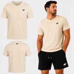 KOSZULKA MĘSKA 4F T-SHIRT SPORTOWY BAWEŁNIANY LIMITOWANY M3948 SS26. Brązowe t-shirty sportowe męskie 4f, m, z bawełny, bez ramiączek, na fitness i siłownię. Za 54.99 zł.