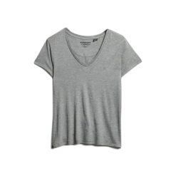 Bluzka T-shirt z haftem dla kobiet Superdry Studios. Szare bluzki damskie Superdry., bez wzorów, bez kołnierzyka, bez ramiączek. W wyprzedaży za 124.60 zł.
