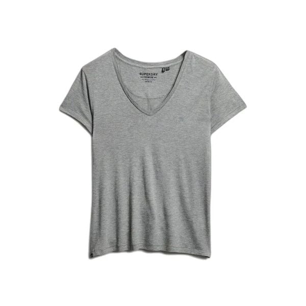 Bluzka T-shirt z haftem dla kobiet Superdry Studios. Szare bluzki damskie Superdry., bez wzorów, bez kołnierzyka, bez ramiączek. W wyprzedaży za 124.60 zł.