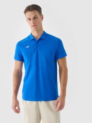 4F Koszulka polo regular męska - niebieska S. Niebieskie koszulki polo męskie 4f, m, bez wzorów, z bawełny, bez ramiączek. Za 99.99 zł.