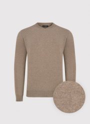 PAKO LORENTE – Beżowy męski sweter w serek. Brązowe swetry męskie Pako Lorente, m, bez wzorów, z bawełny, bez kołnierzyka. Za 199.99 zł.