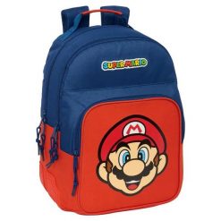 Plecak z podwójną przednią kieszenią Safta Super Mario Bros Mamma Mia. Czerwone plecaki damskie safta, bez wzorów, z gumy. Za 403.50 zł.
