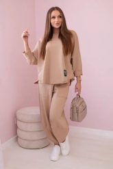 Komplet bawełniany bluza + spodnie jasny camelowy. Bluzy bez kaptura damskie KESI, l, z bawełny. Za 284.37 zł.