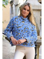 Bleu d'Azur Sweter "Ada" w kolorze niebieskim rozmiar: 36/38. Niebieskie golfy damskie Bleu d'Azur, w ażurowe wzory, bez ramiączek. Za 100.99 zł.