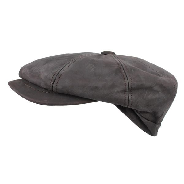 Czapka z guzikami ze skóry Nappa Horka. Brązowe czapki męskie HORKA, bez wzorów, z nubiku, sportowe. Za 378.00 zł.