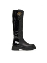 Versace Jeans Couture Kozaki 79VA3S65 Czarny. Czarne kozaki damskie Versace Jeans Couture, z jeansu, bez obcasa, na płaskiej podeszwie. Za 979.99 zł.