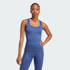 Top AEROKNIT. Czarne topy damskie Adidas, xl, bez wzorów, z materiału, bez ramiączek. Za 159.00 zł.