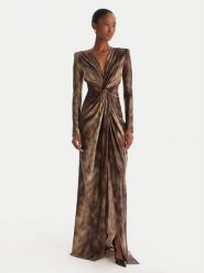 Elisabetta Franchi Sukienka wieczorowa AB-R35-57E2-V840 Brązowy Slim Fit. Brązowe sukienki damskie Elisabetta Franchi, bez wzorów, z syntetyku, wizytowe, bez kołnierzyka, bez ramiączek. Za 3,639.00 zł.