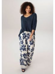 Aniston Spodnie w kolorze kremowo-granatowym rozmiar: 44. Brązowe spodnie materiałowe damskie Aniston, bez wzorów, z materiału, z podwyższonym stanem. Za 173.99 zł.