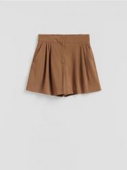 Szorty z modalem - brązowy. Brązowe szorty damskie Reserved, bez wzorów, z tkaniny. Za 119.99 zł.