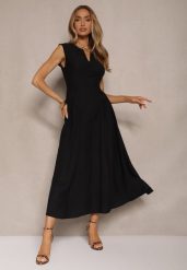Czarna Rozkloszowana Sukienka z Wiskozy Lirune. Czarne sukienki damskie Renee, na co dzień, na lato, l, bez wzorów, z wiskozy, eleganckie, bez kołnierzyka, bez ramiączek, maxi, rozkloszowane. W wyprzedaży za 97.99 zł.