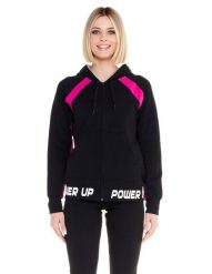 Neonowa damska bluza z kapturem, zapinana na zamek. Czarne bluzy sportowe damskie LEONE 1947 APPAREL, na lato, l, bez wzorów, z bawełny, bez ramiączek, długie, z kapturem. Za 105.21 zł.