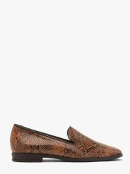 Mokasyny damskie w zwierzęcy print DAKOTA. Brązowe mokasyny damskie Ryłko, ze skóry. Za 329.99 zł.