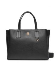 Tommy Hilfiger Torebka Th Distinct Mini Tote AW0AW17459 Czarny. Czarne torebki klasyczne damskie Tommy Hilfiger, bez wzorów, ze skóry, bez dodatków. Za 519.99 zł.