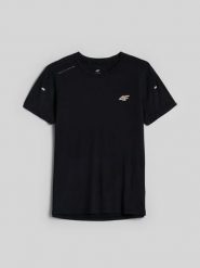 4F Koszulka trekkingowa z włókna bambusowego damska - czarna M. Czarne t-shirty damskie 4f, m, bez wzorów, z materiału, bez kołnierzyka. Za 119.99 zł.