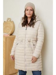 Curvy Lady Dwustronny płaszcz pikowany w kolorze beżowym rozmiar: 40/42. Brązowe płaszcze damskie Curvy Lady, bez wzorów, klasyczne. Za 162.49 zł.