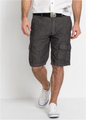 Bermudy bojówki Loose Fit z czystej bawełny. Niebieskie szorty męskie bonprix, bez wzorów, z bawełny. Za 159.99 zł.