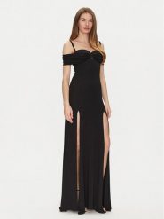 Elisabetta Franchi Sukienka wieczorowa AB-R08-51E2-V800 Czarny Regular Fit. Czarne sukienki damskie Elisabetta Franchi, bez wzorów, z wiskozy, wizytowe, bez kołnierzyka, bez ramiączek. Za 3,389.00 zł.