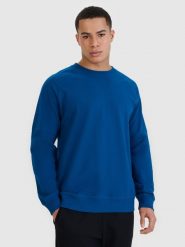 4F Bluza dresowa nierozpinana bez kaptura męska - niebieska XXL. Niebieskie bluzy bez kaptura męskie 4f, bez wzorów, z bawełny, sportowe, bez kołnierzyka, bez ramiączek. W wyprzedaży za 79.99 zł.