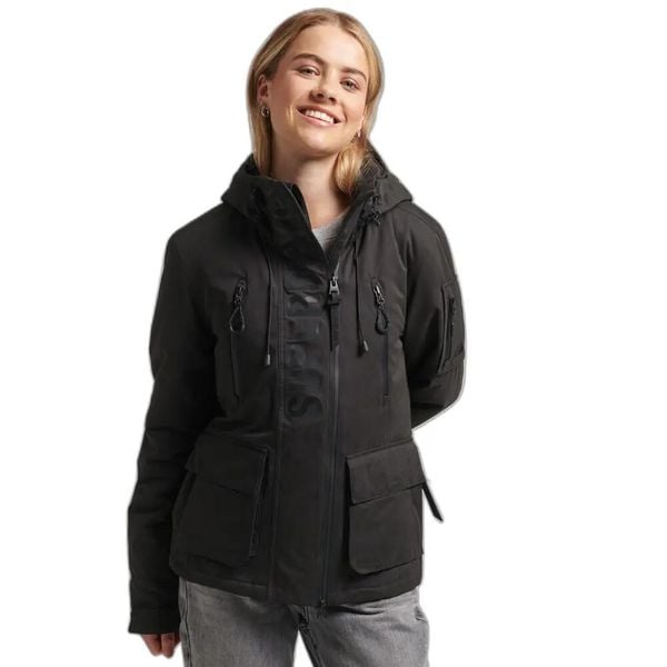 Damska kurtka wodoodporna z mikrofibry Superdry Wind Ultimate. Czarne kurtki damskie Superdry., s, bez wzorów, z bawełny, bez kaptura. Za 612.95 zł.