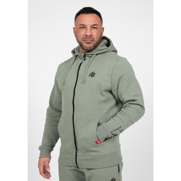 Leon Bluza z kapturem zapinana na suwak - Zielony. Zielone bluzy sportowe męskie GORILLA WEAR, bez wzorów, bez kołnierzyka, bez ramiączek. Za 296.00 zł.