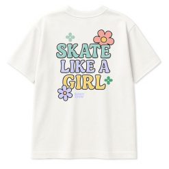 Koszulka dziecięca Skate Like a Girl – skate style dla dziewczynek (biała). Białe koszulki dziewczęce Bumpie Crew, l, bez wzorów, z bawełny, bez ramiączek. Za 79.00 zł.