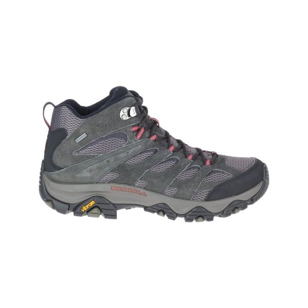 Buty turystyczne męskie Moab 3 Mid GTX. Szare buty sportowe na co dzień męskie MERRELL, ze skóry, bez zapięcia. W wyprzedaży za 649.99 zł.