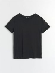 Koszulka basic - czarny. Czarne t-shirty damskie Sinsay, l, bez wzorów, bez kołnierzyka. Za 9.99 zł.