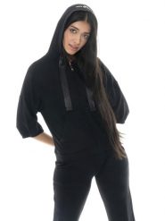 Bluza lekki z kaptur na co dzień na siłownię. Czarne bluzy sportowe damskie LEONE 1947 APPAREL, s, bez wzorów, bez ramiączek, bez kaptura. Za 328.38 zł.