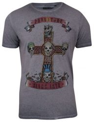 Ciemnoliliowa Męska Koszulka (T-shirt) - Brave Soul - Trupie Czaszki na Krzyżu. T-shirty męskie Brave Soul, m, bez wzorów, z bawełny, bez kołnierzyka. Za 59.00 zł.