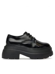 DeeZee Oxfordy ST0242531-1 Czarny. Czarne półbuty damskie DeeZee, bez wzorów, z materiału, bez obcasa. Za 159.99 zł.