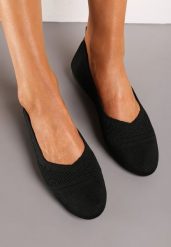 Czarne Płaskie Balerinki z Siateczkowego Materiału Nelibra. Czarne baleriny damskie Renee, bez wzorów, bez obcasa, na płaskiej podeszwie. Za 39.99 zł.