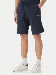 Aeronautica Militare Szorty sportowe 261BF0032UF00674 Granatowy Regular Fit. Niebieskie szorty męskie AERONAUTICA MILITARE, bez wzorów, z bawełny, sportowe. Za 359.99 zł.