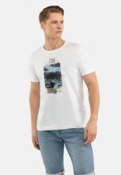 T-shirt z nadrukiem T-ROS. Białe t-shirty męskie Volcano, na lato, m, bez wzorów, z bawełny, bez kołnierzyka. Za 59.99 zł.
