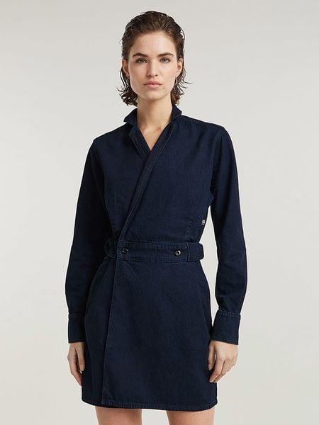 G-Star Sukienka w kolorze granatowym rozmiar: XL. Niebieskie sukienki damskie G-Star, xl, bez wzorów, z bawełny, retro, bez kołnierzyka, bez ramiączek, mini. Za 206.91 zł.