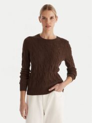 Tommy Hilfiger Sweter WW0WW43586 Brązowy Regular Fit. Brązowe swetry klasyczne damskie Tommy Hilfiger, xxl, z wełny, bez kołnierzyka. Za 649.99 zł.