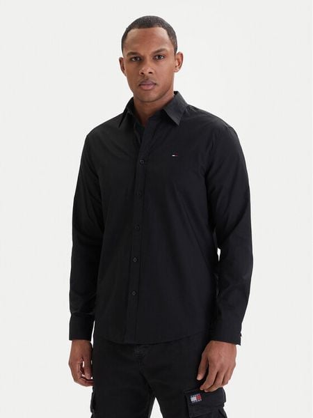 Tommy Jeans Koszula DM0DM22026 Czarny Regular Fit. Czarne koszule męskie Tommy Jeans, m, bez wzorów, z bawełny, bez kołnierzyka, bez ramiączek. Za 329.99 zł.
