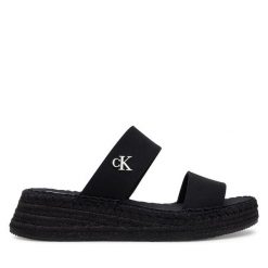 Espadryle Calvin Klein Jeans. Czarne espadryle damskie Calvin Klein Jeans, bez wzorów, z jeansu, bez obcasa. Za 179.99 zł.