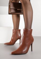 Brązowe Botki na Szpilce Vices w Klasycznym Stylu Nurivie. Brązowe botki damskie Renee, klasyczne, bez obcasa, na obcasie, bez zapięcia. Za 129.99 zł.