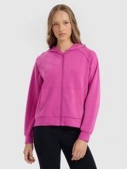 4F Bluza dresowa rozpinana z modalem damska - różowa L. Czerwone bluzy z kapturem damskie 4f, l, z dresówki. W wyprzedaży za 159.99 zł.