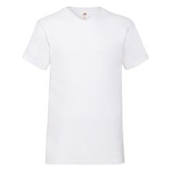 Koszulka Unisex Dla Dorosłych Valueweight Z Gładkim Dekoltem W Szpic. Białe bluzki damskie Fruit of the Loom, s, bez wzorów, sportowe, bez kołnierzyka, bez ramiączek. Za 39.99 zł.