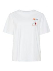 Pieces Koszulka "Flura" w kolorze białym rozmiar: XL. Białe bluzki damskie Pieces, xl, bez wzorów, z bawełny, bez kołnierzyka, bez ramiączek. Za 70.24 zł.