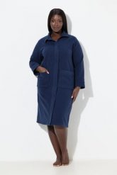 Damskie Szlafrok polarowy stójka zamek błyskawiczny z recyklingu. Niebieskie szlafroki damskie Ulla Popken, plus size, bez wzorów, z materiału, plus size. Za 279.99 zł.