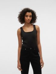 Vero Moda Top w kolorze czarnym rozmiar: XS. Czarne topy damskie Vero Moda, xs, bez wzorów, bez kołnierzyka. Za 52.67 zł.