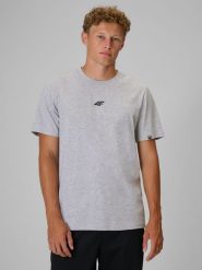 4F T-shirt regular z nadrukiem męski - szary S. Szare t-shirty męskie 4f, m, bez wzorów, z bawełny, bez kołnierzyka. Za 69.99 zł.