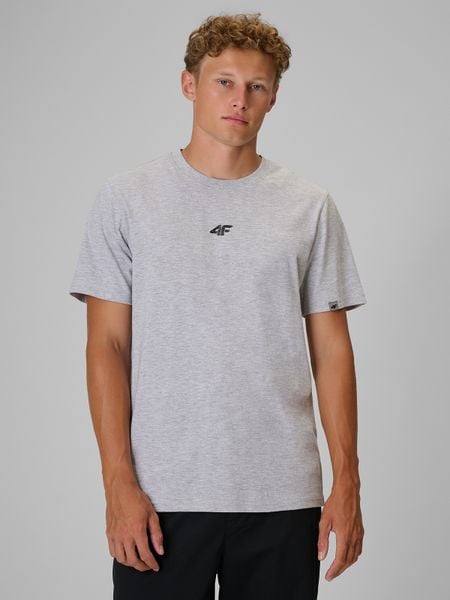 4F T-shirt regular z nadrukiem męski - szary S. Szare t-shirty męskie 4f, m, bez wzorów, z bawełny, bez kołnierzyka. Za 69.99 zł.